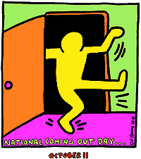 Logo do National Coming Out Day, por Keith Haring